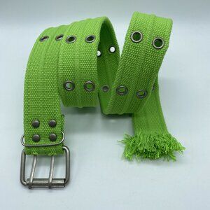 Unbranded Neon Green Woven Double Prong Cotton Belt Women's Size L 90's Y2K